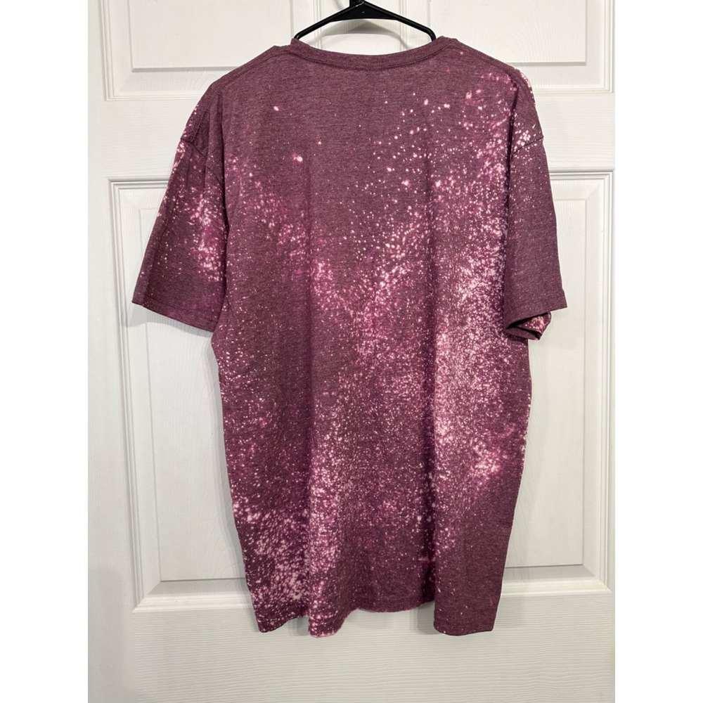 Gildan XL Spooky Ariel Little Mermaid Sugar Skull Purple Bleach Splatter T-Shirt - Picture 4 of 4